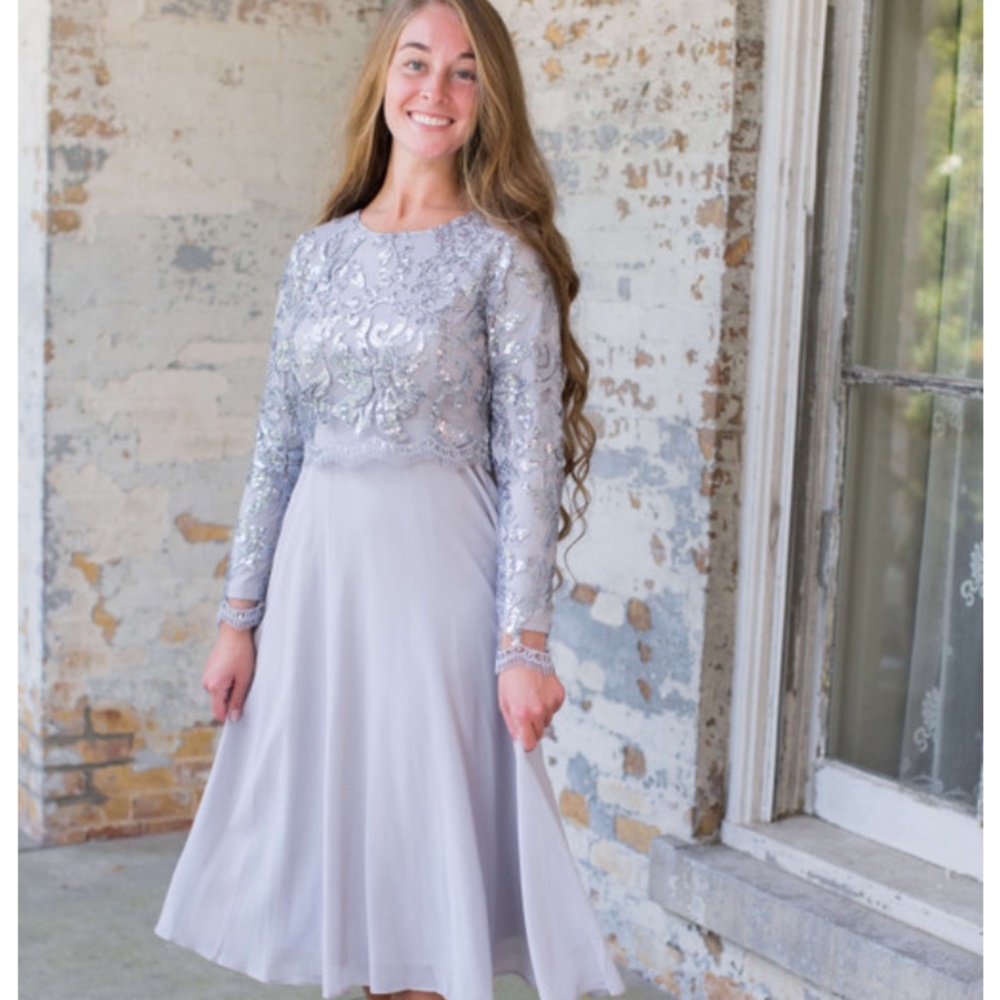 Silver Sequins Lace Christmas Dress- NWT